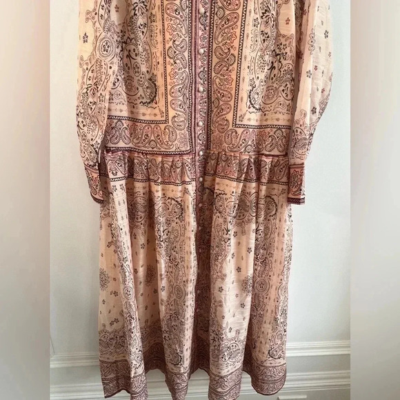 Maxi printed bohemian lightweight dress casual drop waist floral rope belt L - Picture 4 of 16